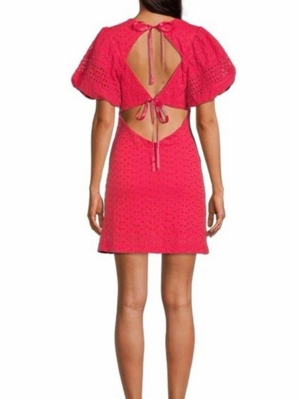 Free people Women's Open-Back Crochet Mini Dress in Bright Pink